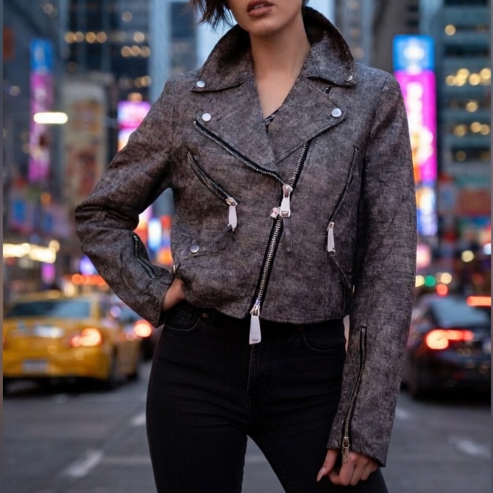 Anthropology Adroit Atelier Faux Leather Moto Jacket sz 2, flawed